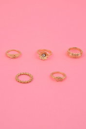 Heliophilia Silver Anillo de Latón Dorado con Piedra de Circonio